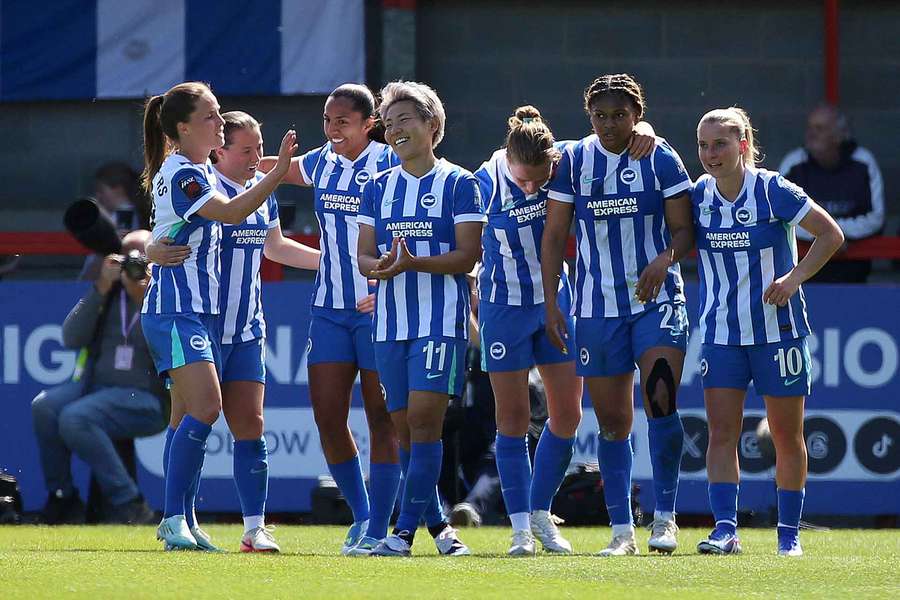 Brighton's women's team in action at Crawley's Broadfield Stadium