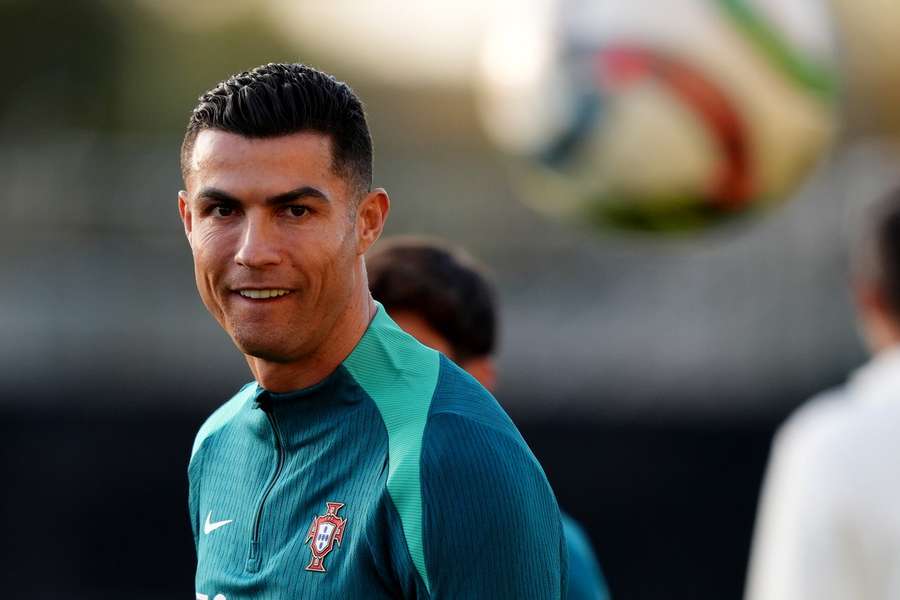 Portugal's Cristiano Ronaldo during a training session