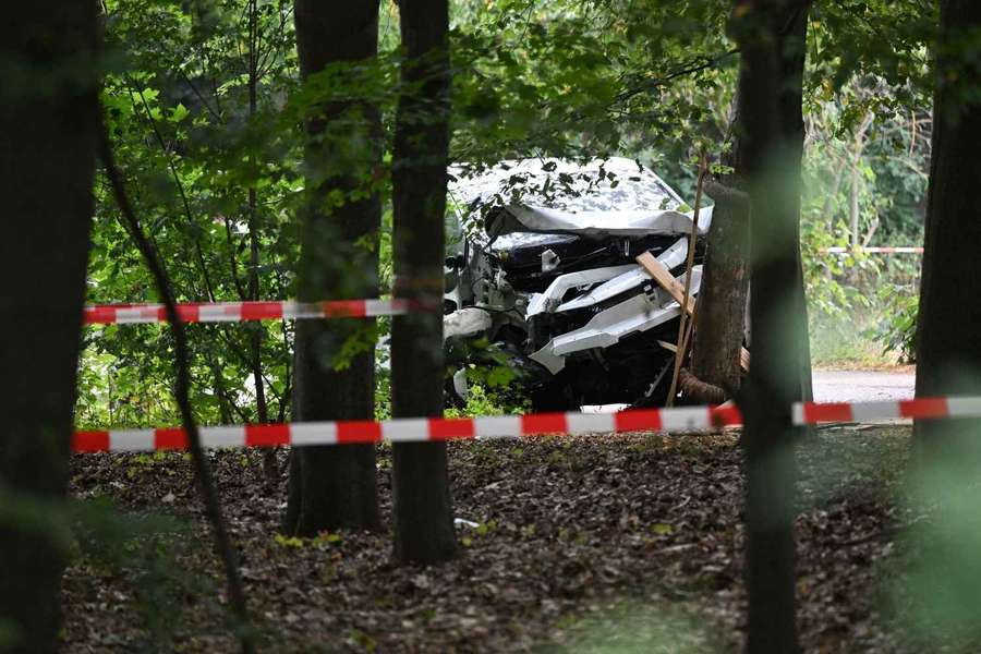 Der Transporter krachte schließlich gegen einen Baumstamm