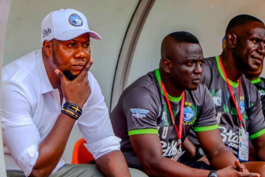 Olanrewaju watches on from the bench 