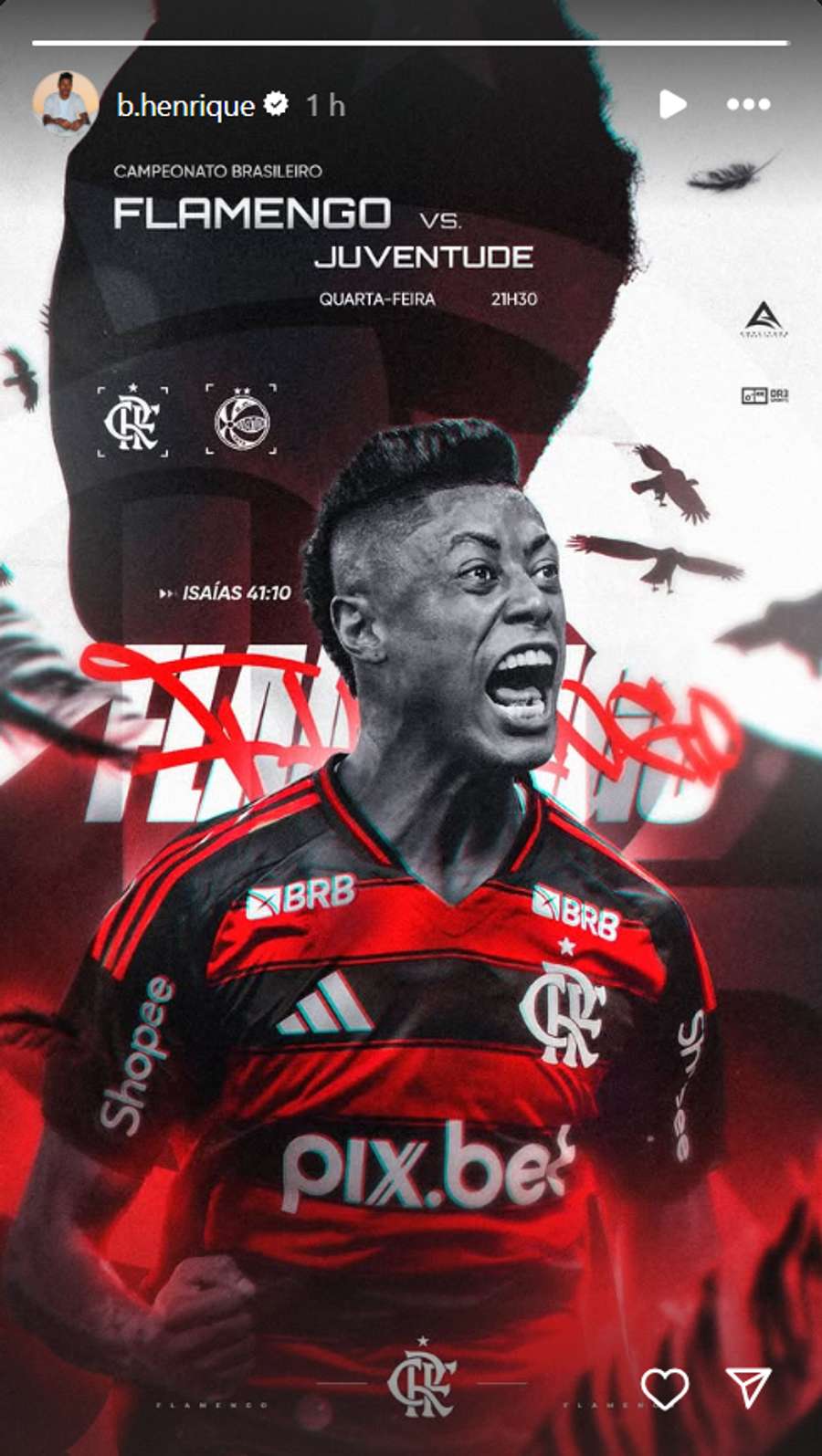 A publicação de Bruno Henrique