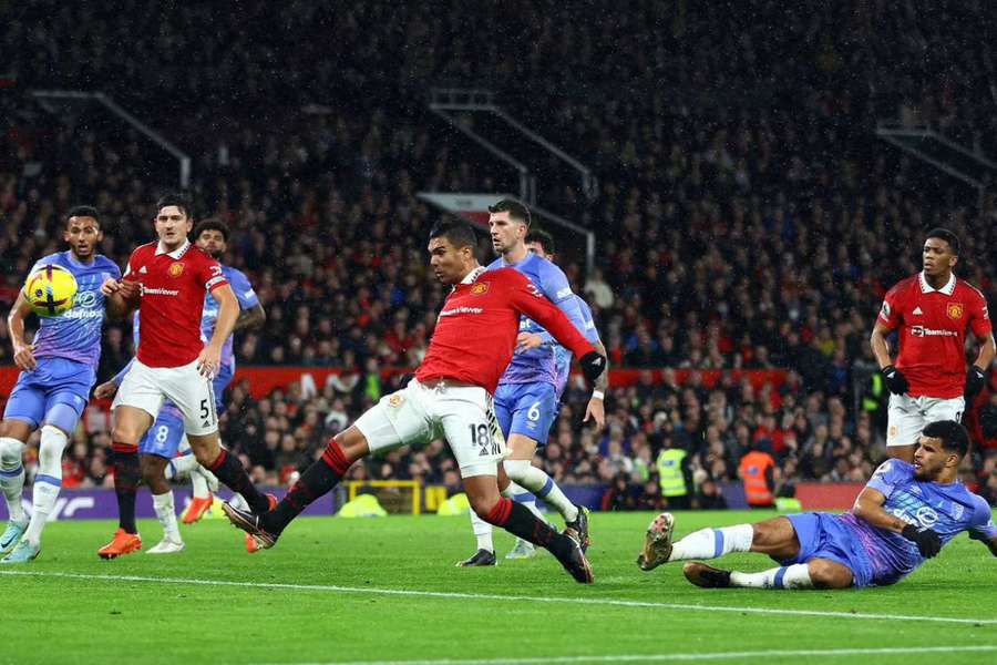 Casemiro scores United's first goal against Bournemouth