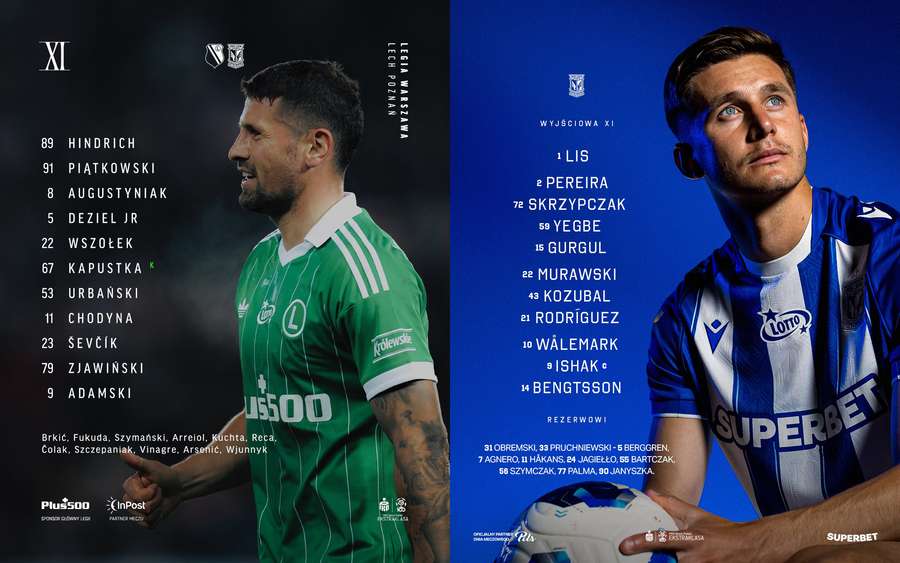 Składy na mecz Legia - Lech Składy na mecz Legia - Lech