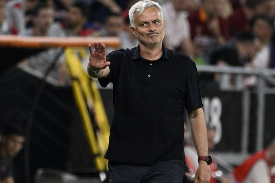 Mourinho gestures on the sidelines