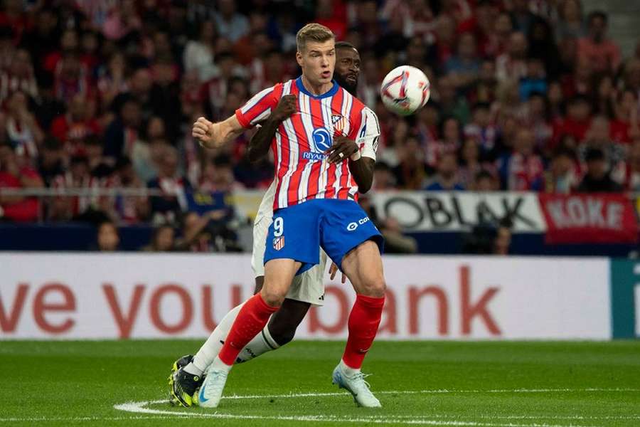 Atletico Madrid's Alexander Sorloth celebrates scoring his team's only goal late on against Celta Vigo