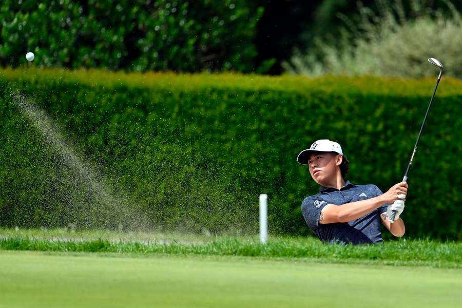 Jeffrey Guan plays a shot at the Le Vaudreuil Golf Challenge in France.