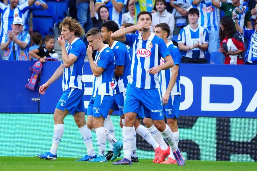 Espanyol players celebrate