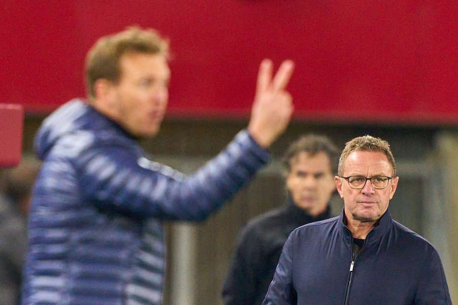 Ralf Rangnick (r.) coachte Julian Nagelsmann (l.) aus.
