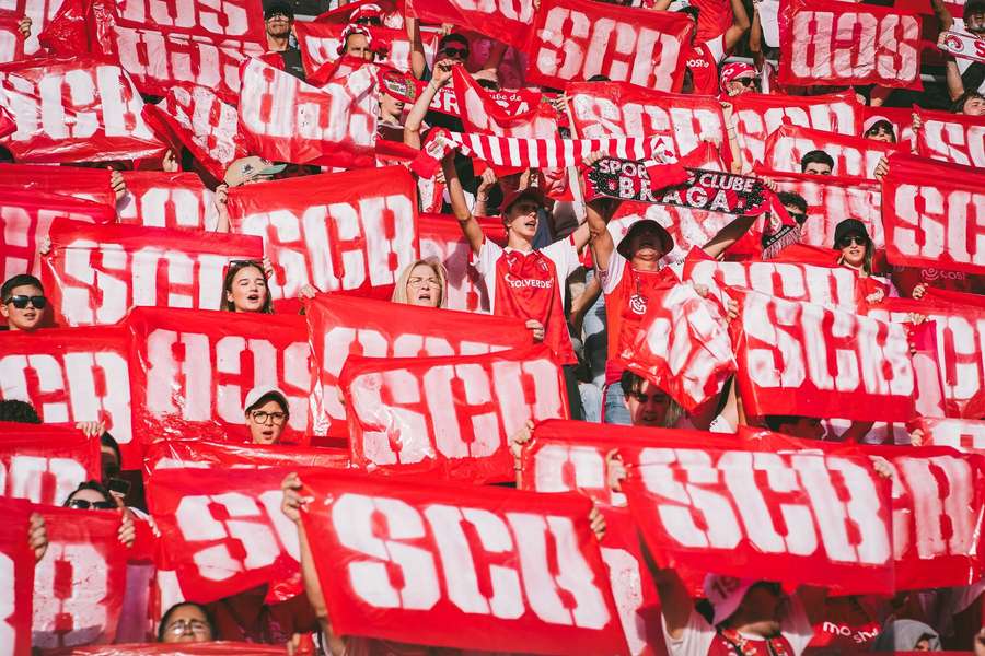 Os adeptos do SC Braga no apoio à equipa