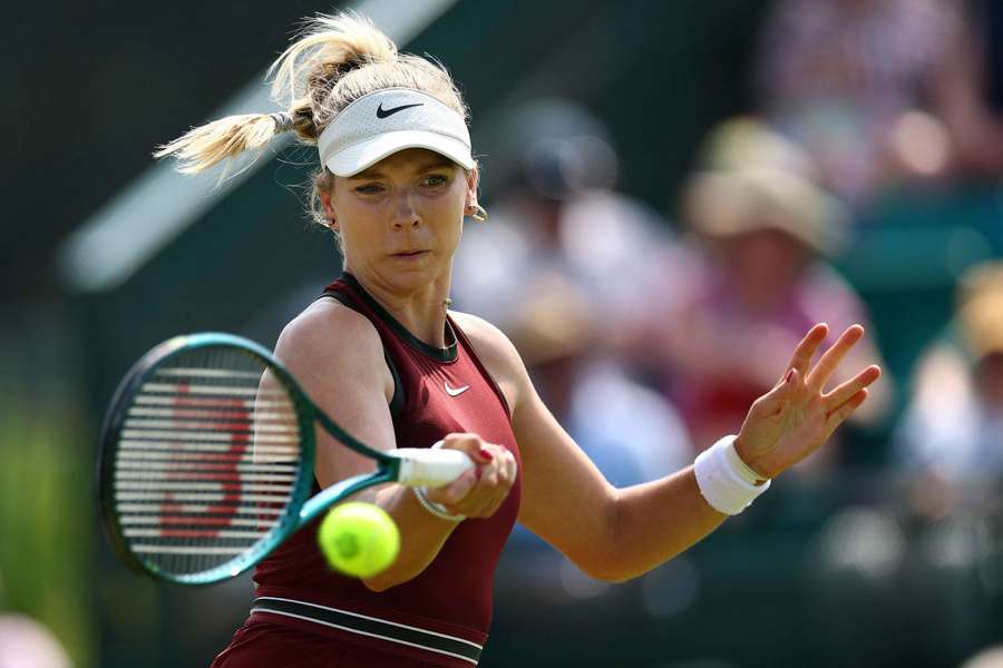Britain's Katie Boulter in action during her match against New Zealand's Lulu Sun