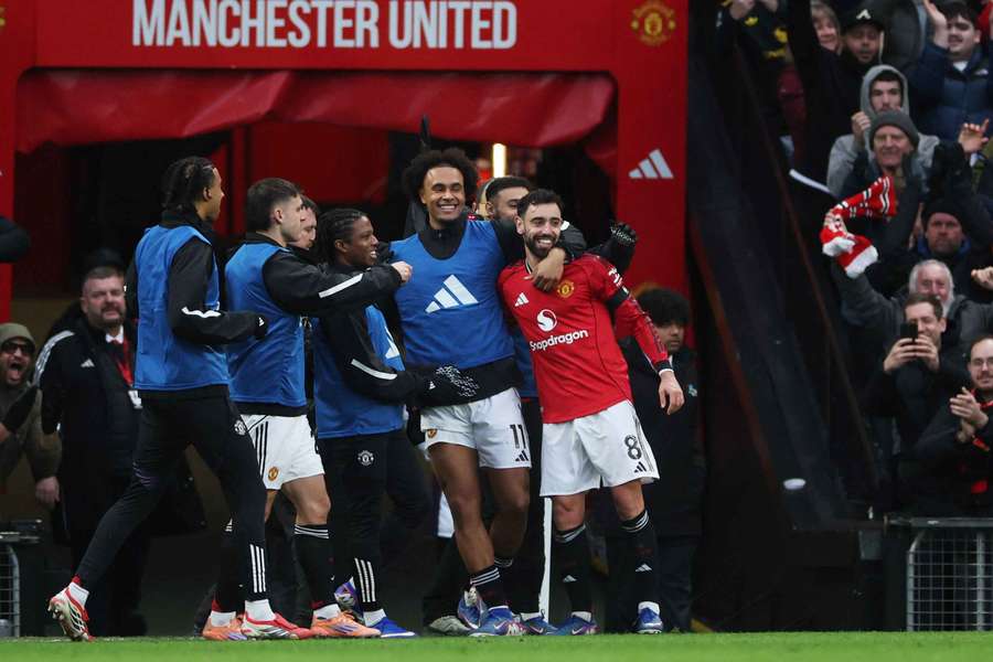Bruno Fernandes celebrates his goal