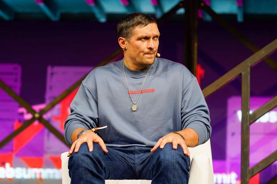 Usyk speaking at a Web Summit in 2022