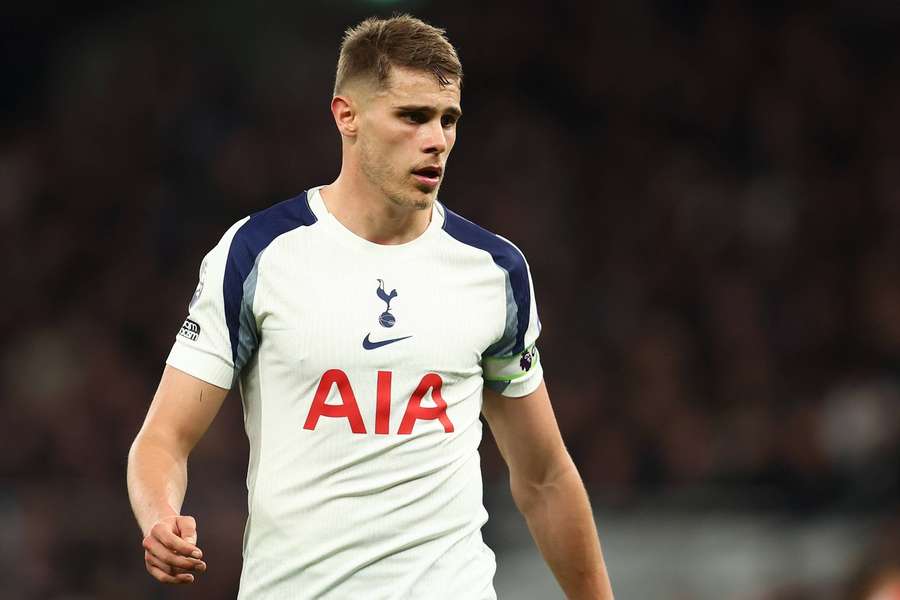 Tottenham's Micky van de Ven during the game vs Arsenal