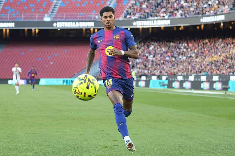 Barcelona's Marcus Rashford during the match against Mallorca