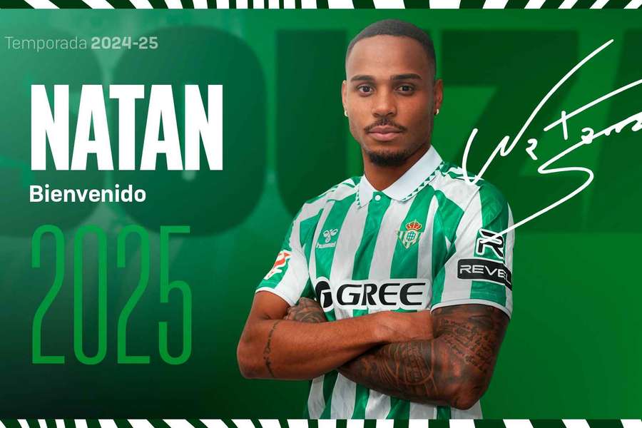 Natan jugará cedido en el Betis hasta el 30 de junio de 2025