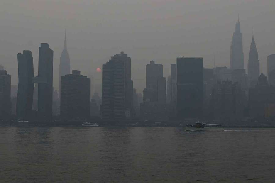 The New York City midtown skyline was masked by smoke coming from the ongoing Canadian wildfires The New York City midtown skyline was masked by smoke coming from the ongoing Canadian wildfires
