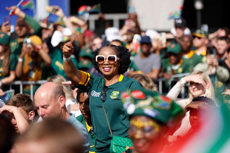 Des fans assistant au départ de leurs Springboks le 12 août.