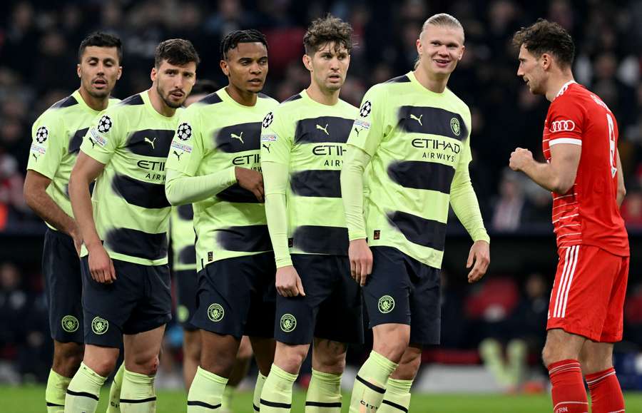 Man City queue up as a corner is about to be taken Man City queue up as a corner is about to be taken
