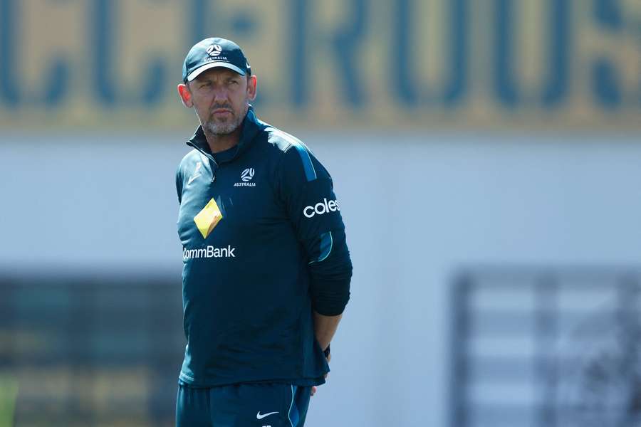 Tony Popovic looks on during a Socceroos World Cup training session in California. Tony Popovic looks on during a Socceroos World Cup training session in California.