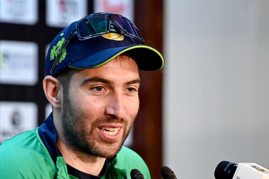 Ireland's captain Andy Balbirnie speaks during a press conference