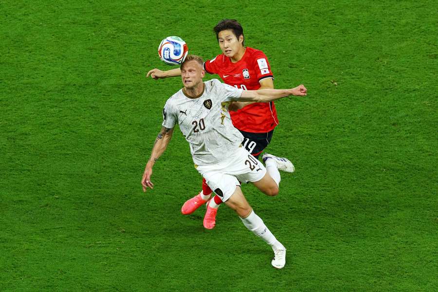 Zelený v zápase proti Koreji. Zelený v zápase proti Koreji.