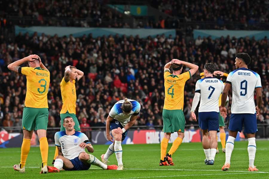 Os australianos perderam muitas oportunidades de marcar em Wembley