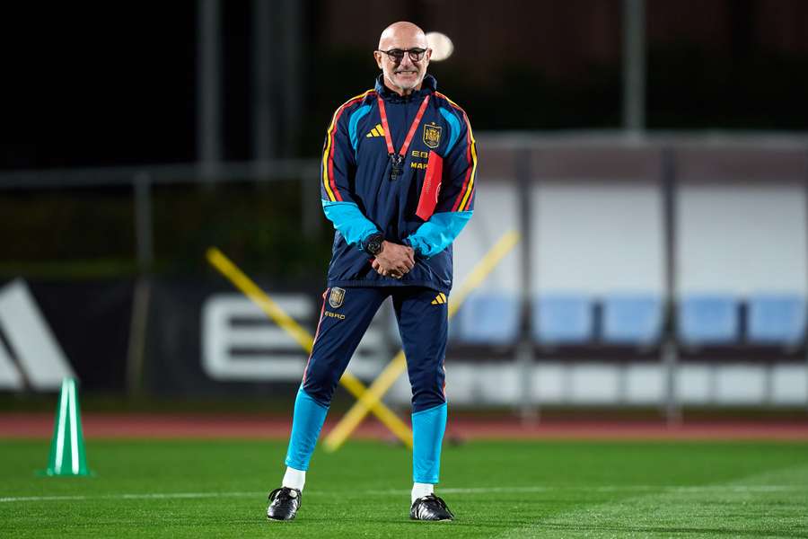 De la Fuente, durante un entrenamiento de la selección española