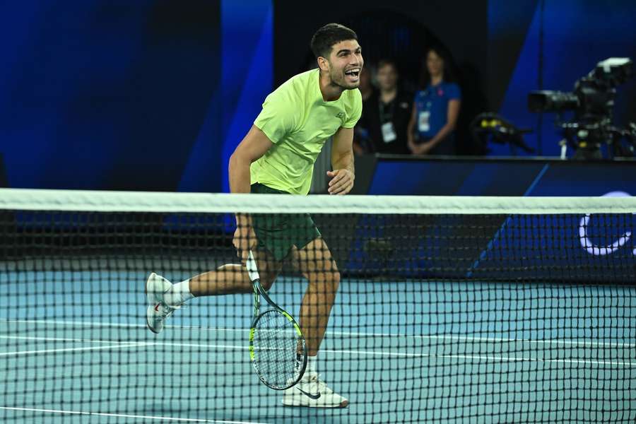Alcaraz during the 1 Point Slam at the 2026 Australian Open
