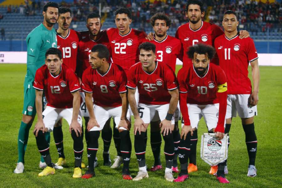 Egypt players pose for a team group photo