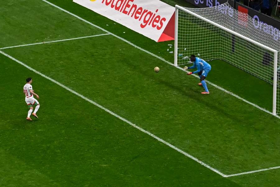 Morocco's Brahim Diaz misses his penalty