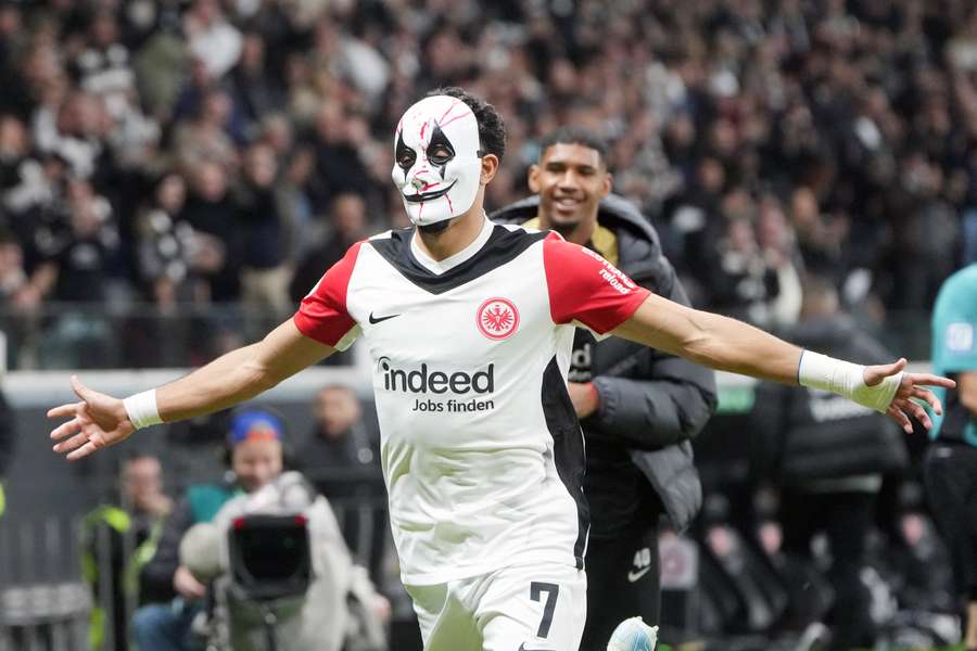 Omar Marmouch celebrates his goal in spooky style