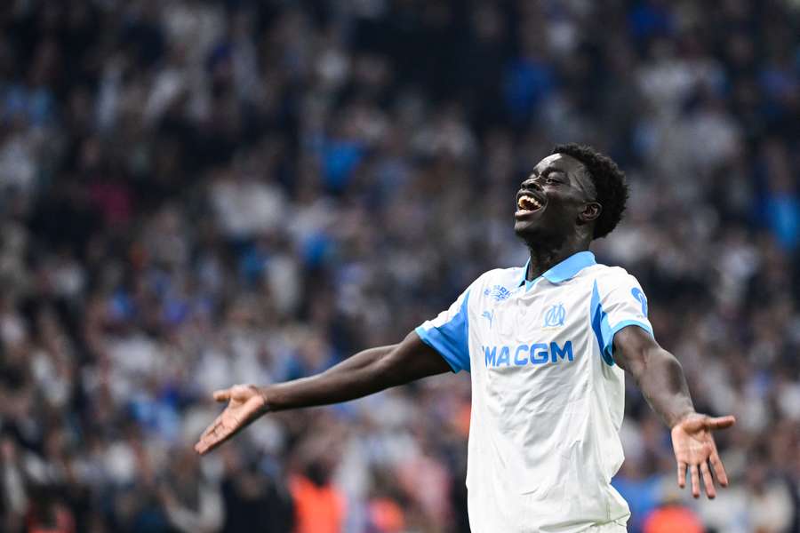 Robinio Vaz celebra un gol con l'OM
