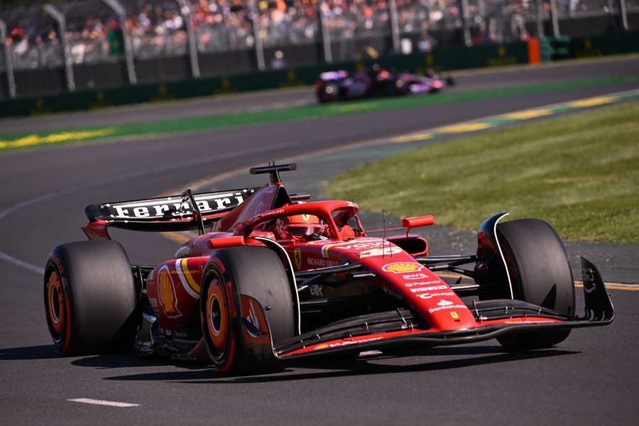 Leclerc drives through the track in Melbourne