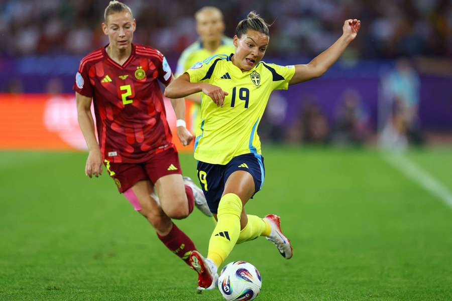 Johanna Rytting Kaneryd was marshalled closely by the German defence