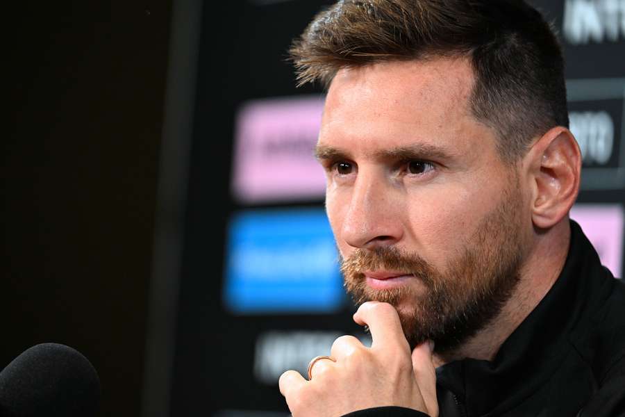 Messi, durante a conferência de imprensa antes da final da Taça das Ligas