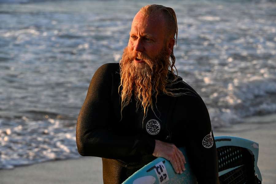 Johnston after completing his surf