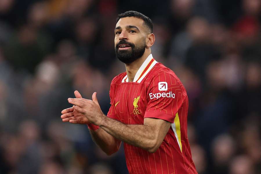 Mohamed Salah of Liverpool reacts during the Premier League match with Brighton