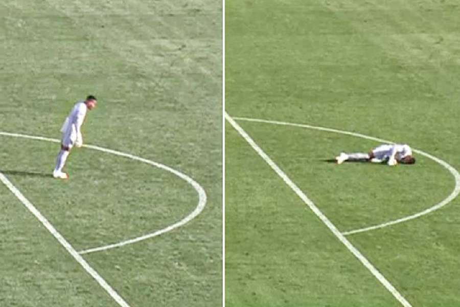 Momentul în care Monged Abuzaid, portarul Sudanului, se prăbușește pe gazon