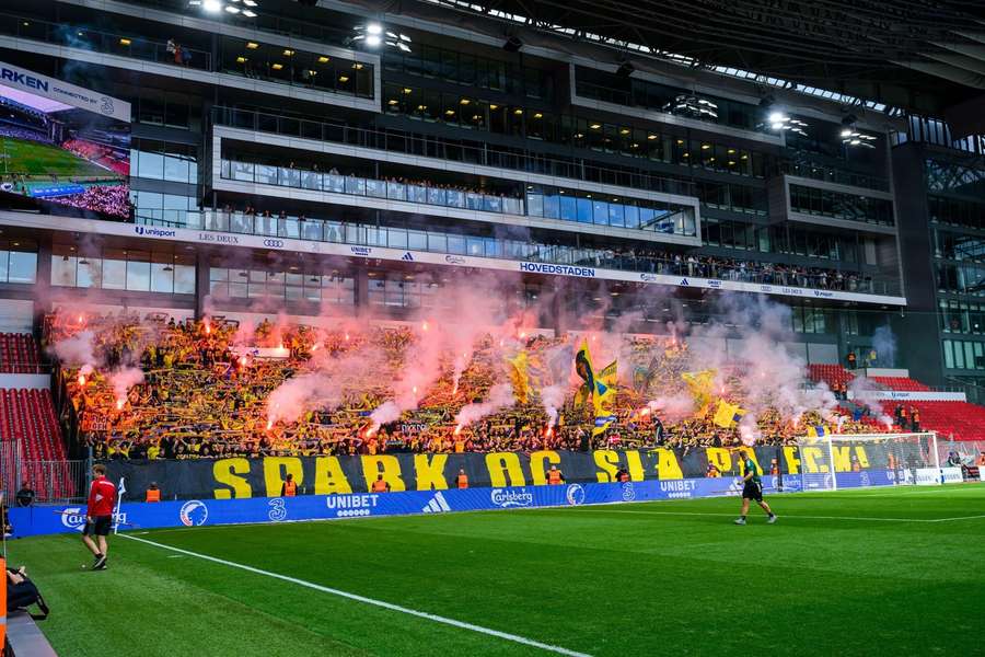 Brøndby-fans i det seneste derby mod FC København