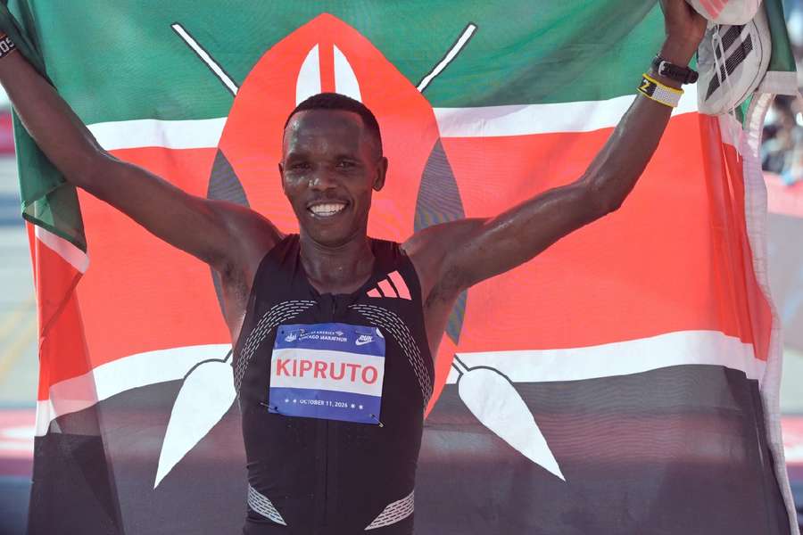 Kenya’s Amos Kipruto celebrates Kenya’s Amos Kipruto celebrates