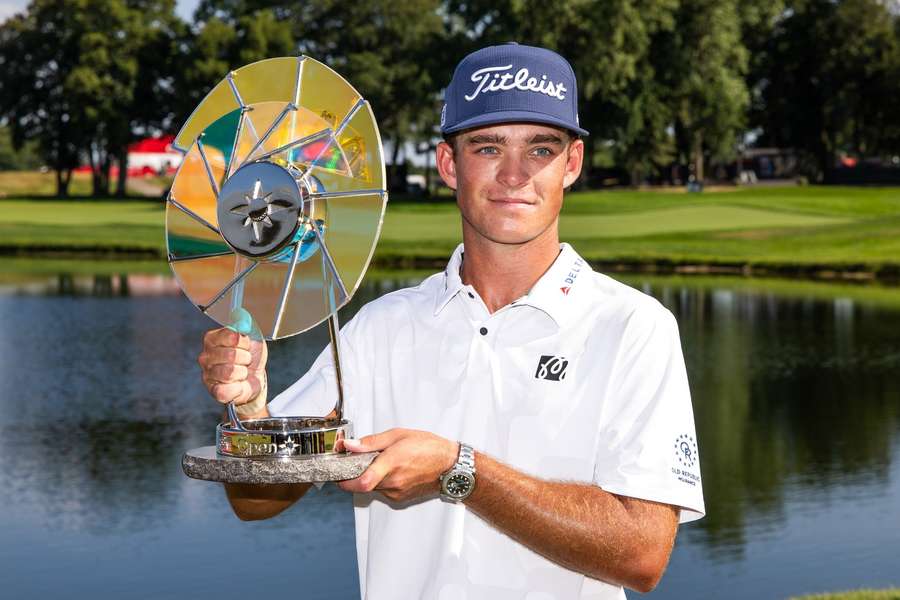 Jackson Koivun holds trophy after winning PGA 3M Open Jackson Koivun holds trophy after winning PGA 3M Open