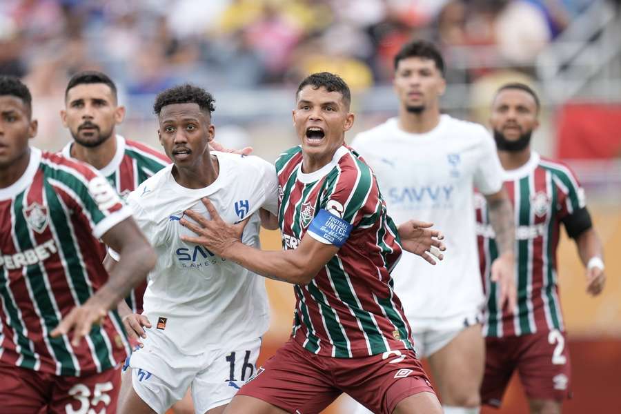 Thiago Silva (centre) in action for Fluminense