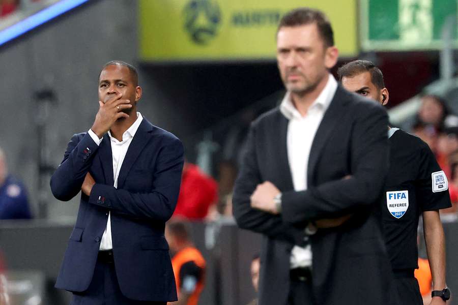 Indonesia’s head coach Patrick Kluivert looks on during their defeat to Australia