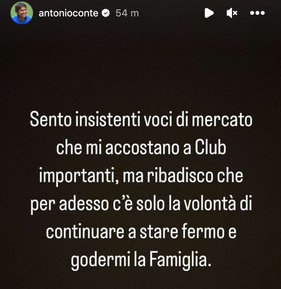 La storia su Instagram di Conte