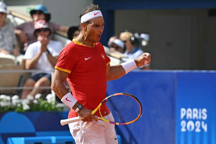 Nadal celebra un punto.