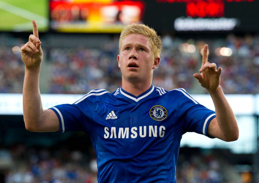 Kevin De Bruyne célèbre son but avec Chelsea face à l’AC Milan lors de l’International Champions Cup 2013, le 4 août au MetLife Stadium (victoire 2-0).