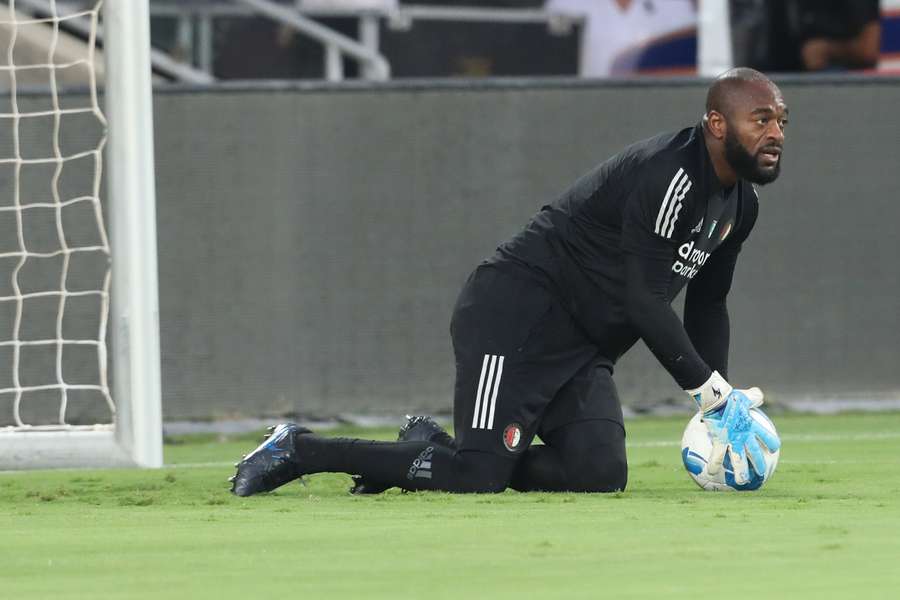 Kenneth Vermeer tijdens een trainingssessie toen hij nog voor Feyenoord speelde op 28 augustus 2019