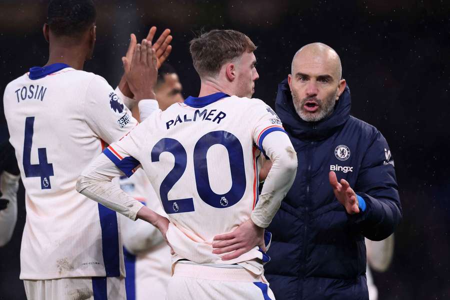 Maresca (R) with his players after the game