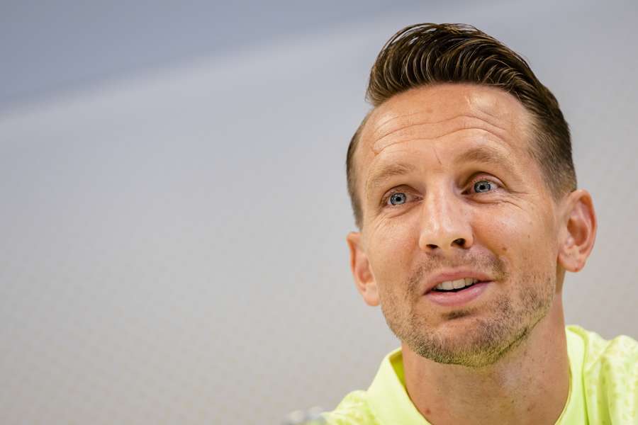 Luuk de Jong tijdens de persconferentie in aanloop naar de Johan Cruijff Schaal