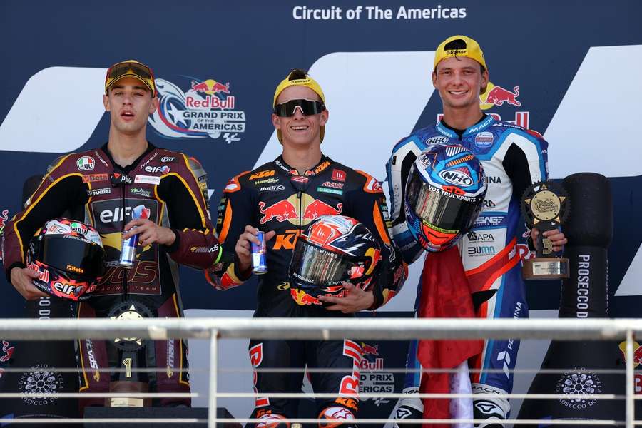 Tony Arbollino, Pedro Acosta en Bo Bendsneyder op het podium